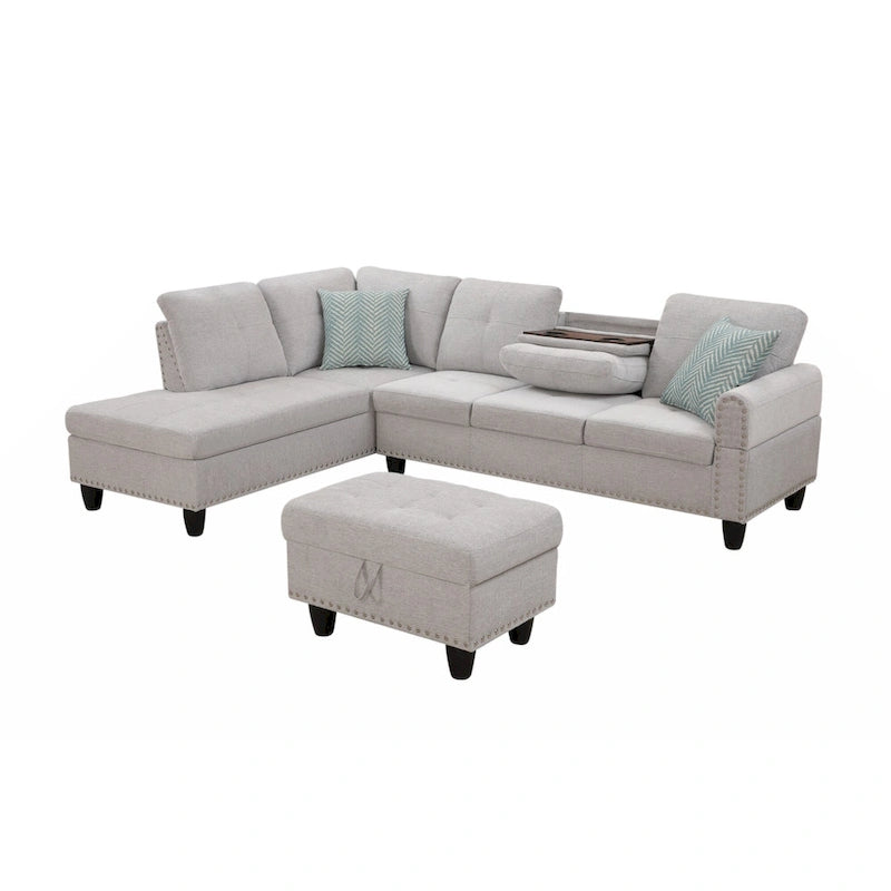 Alger 98 Wide Left Hand Facing Sofa & Chaise with Ottoman
