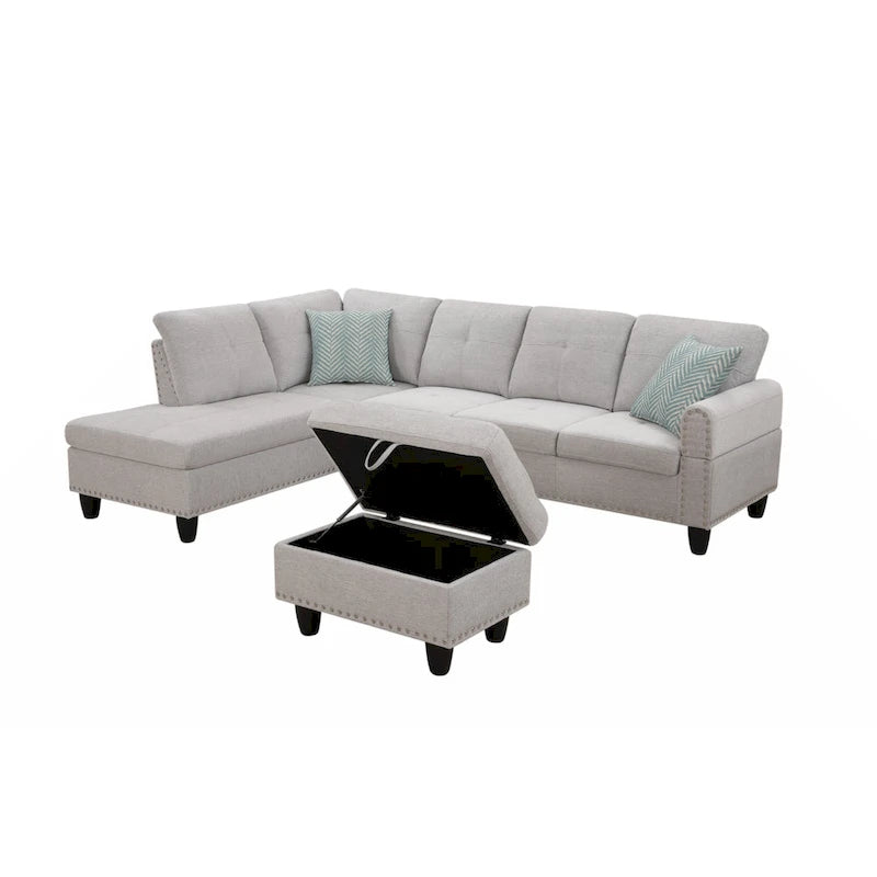 Alger 98 Wide Left Hand Facing Sofa & Chaise with Ottoman