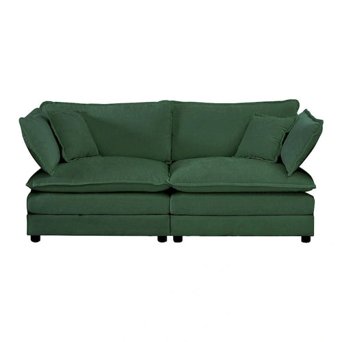 Armless Deep Seat 2 Seater Chenille Fabric Sofa