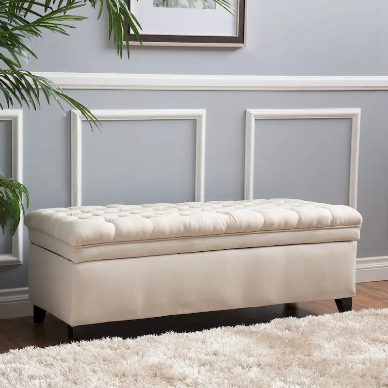 Modern Upholstered Storage Bench for Living Room Entryway
