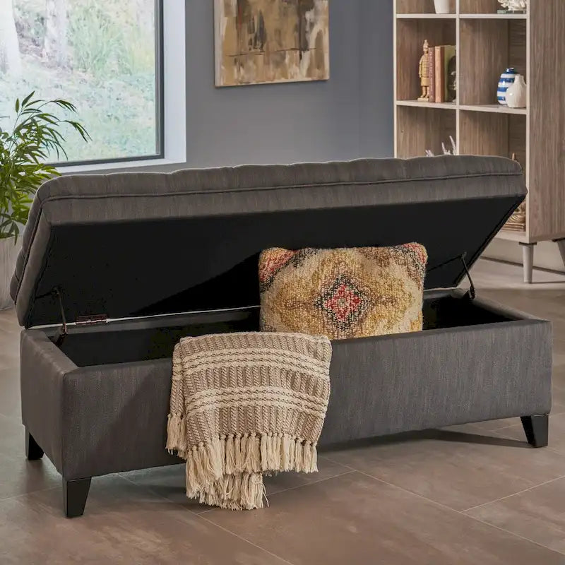 Modern Upholstered Storage Bench for Living Room Entryway
