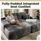 HOOOWOOO Modular Couch Plush Corduroy Sectional Sofa with Pillows