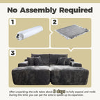 HOOOWOOO Modular Couch Plush Corduroy Sectional Sofa with Pillows