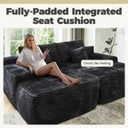 HOOOWOOO Modular Couch Plush Corduroy Sectional Sofa with Pillows