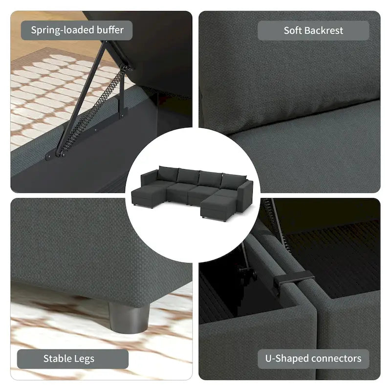 Modular Sofa Modern Sectional Storage Sofa Couch with Free Splicing for Living Room Furniture Set