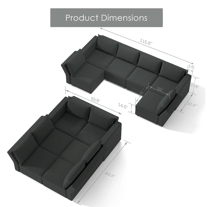 Modular Sofa Modern Sectional Storage Sofa Couch with Free Splicing for Living Room Furniture Set
