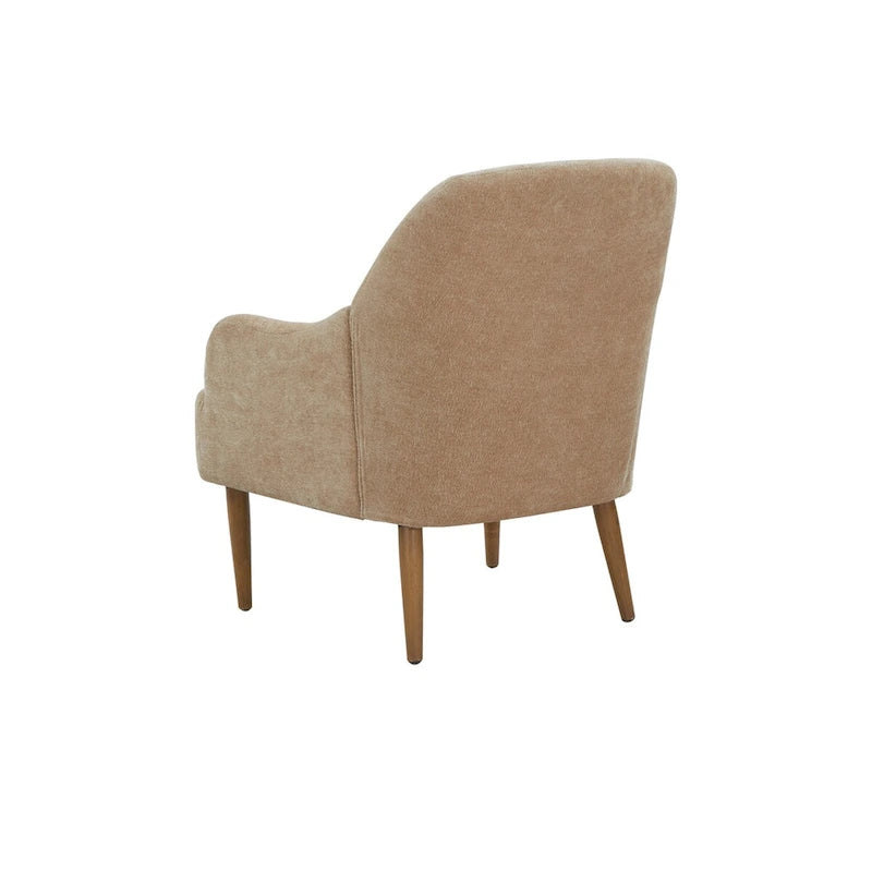Chenille Armchair, Modern Style Accent Chair with Wood Legs, Comfy Design for Living Room, Bedroom, Office
