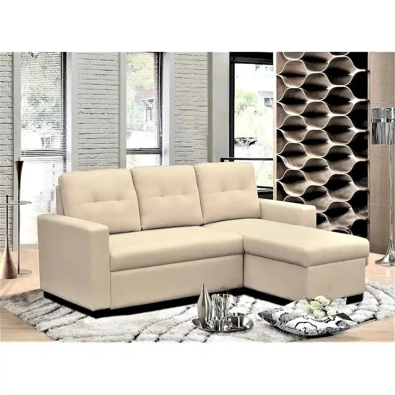 US Pride Furniture 79.92 inch Convertible L-Shaped Sectional Sleeper Sofa Bed Stylish Apartment Furniture