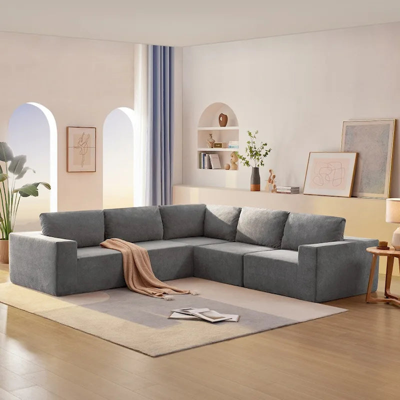 Modular L Shaped Sectional Sofa,Luxury Floor Couch Set,Upholstered Indoor Furniture,Foam-Filled Sleeper Sofa Bed