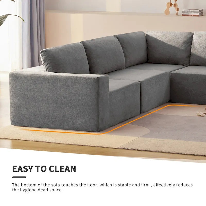 Modular L Shaped Sectional Sofa,Luxury Floor Couch Set,Upholstered Indoor Furniture,Foam-Filled Sleeper Sofa Bed