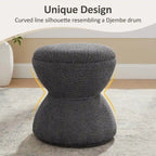 VANOMi Djembe Boucle Upholstered Ottoman with Swivel Base, Pouf, Swivel Vanity Stool for Living Room, Walk-in Closet