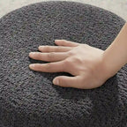 VANOMi Djembe Boucle Upholstered Ottoman with Swivel Base, Pouf, Swivel Vanity Stool for Living Room, Walk-in Closet