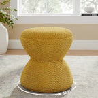 VANOMi Djembe Boucle Upholstered Ottoman with Swivel Base, Pouf, Swivel Vanity Stool for Living Room, Walk-in Closet