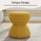 VANOMi Djembe Boucle Upholstered Ottoman with Swivel Base, Pouf, Swivel Vanity Stool for Living Room, Walk-in Closet