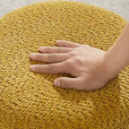 VANOMi Djembe Boucle Upholstered Ottoman with Swivel Base, Pouf, Swivel Vanity Stool for Living Room, Walk-in Closet