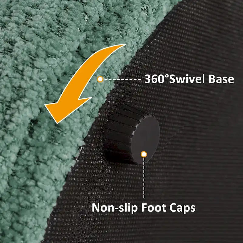 VANOMi Djembe Boucle Upholstered Ottoman with Swivel Base, Pouf, Swivel Vanity Stool for Living Room, Walk-in Closet