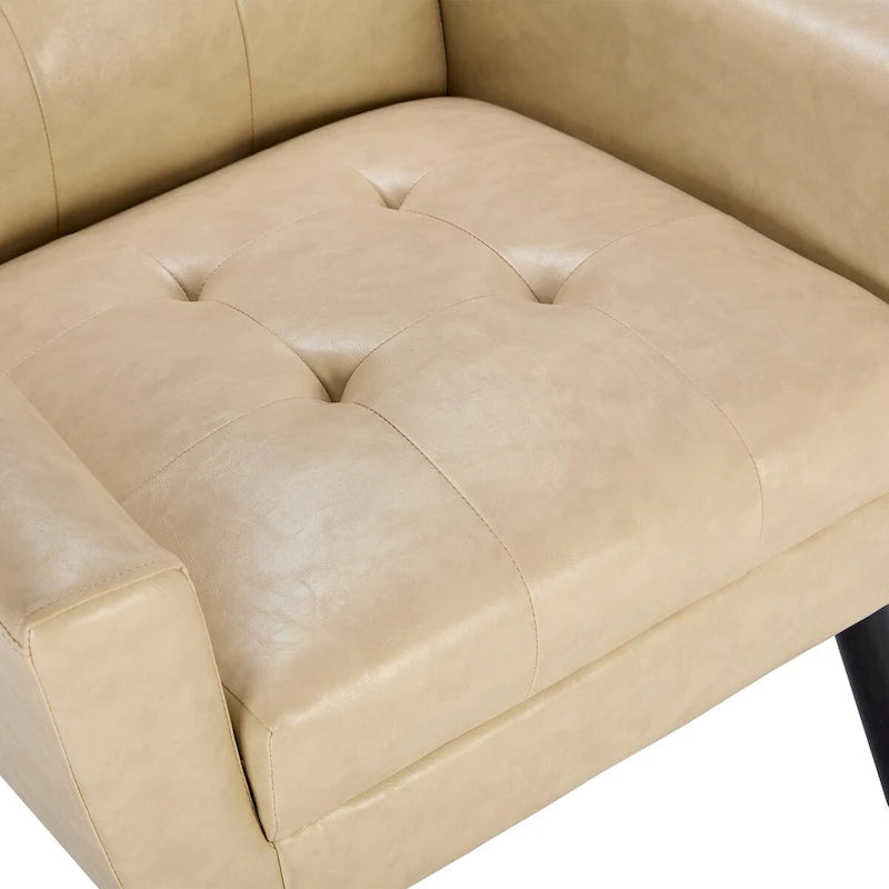 Modern Soft Leather Material Ergonomics Accent Chair Living Room Chair Bedroom Chair Home Chair With Black Legs For Indoor Home