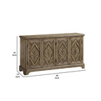Console Table with Carved Leaf Motif Doors, Brown