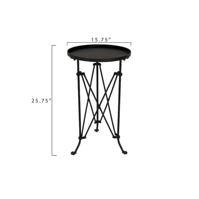 Round Metal Side Table with Claw Feet