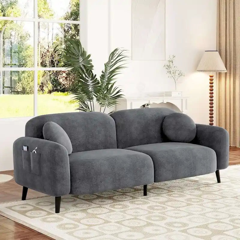 Modern Upholstered Sofa with Metal Base, Luxury Loveseat Sofa for Living Room, Reception
