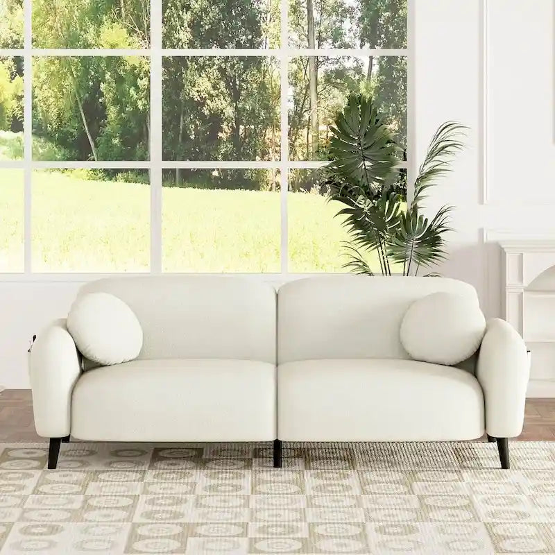 Modern Upholstered Sofa with Metal Base, Luxury Loveseat Sofa for Living Room, Reception