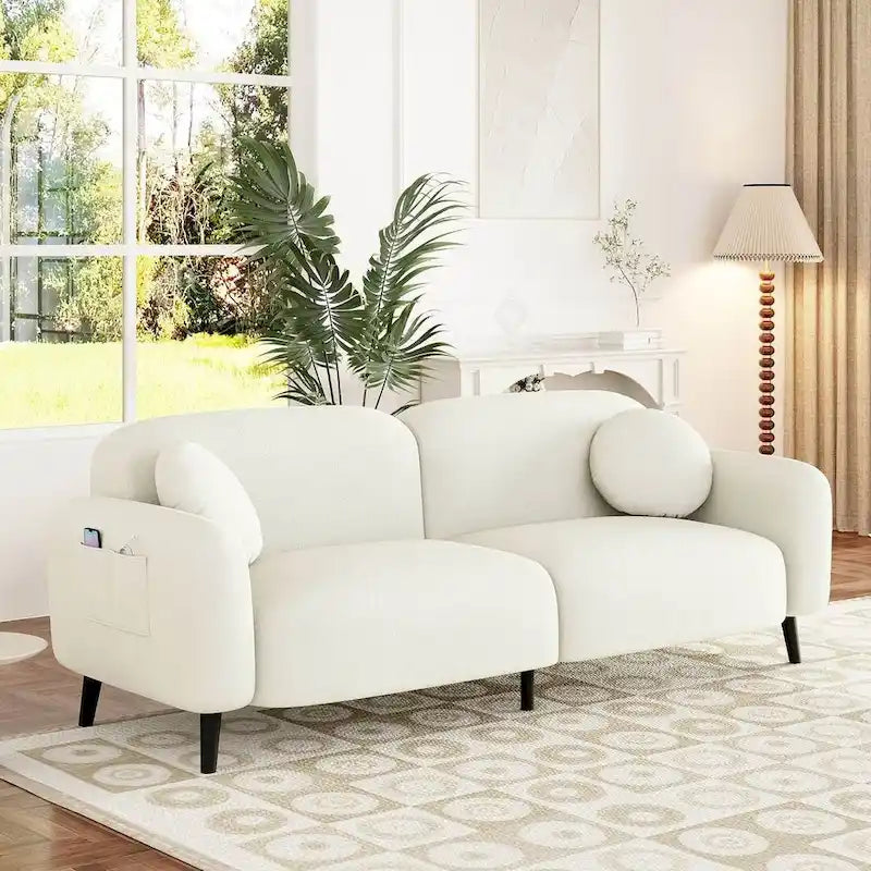 Modern Upholstered Sofa with Metal Base, Luxury Loveseat Sofa for Living Room, Reception