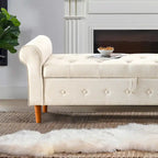 62 Bedroom Tufted Button Storage Bench, Window Bench, Rolled Arm Design for Bedroom, Living Room