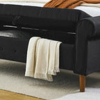 62 Bedroom Tufted Button Storage Bench, Window Bench, Rolled Arm Design for Bedroom, Living Room