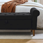 62 Bedroom Tufted Button Storage Bench, Window Bench, Rolled Arm Design for Bedroom, Living Room