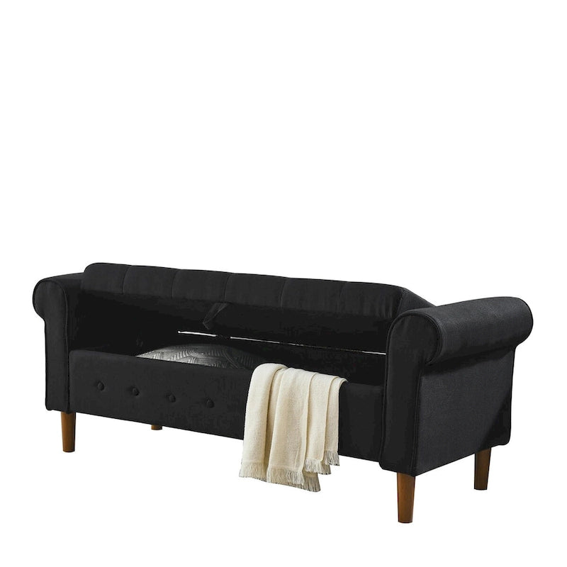 62 Bedroom Tufted Button Storage Bench, Window Bench, Rolled Arm Design for Bedroom, Living Room