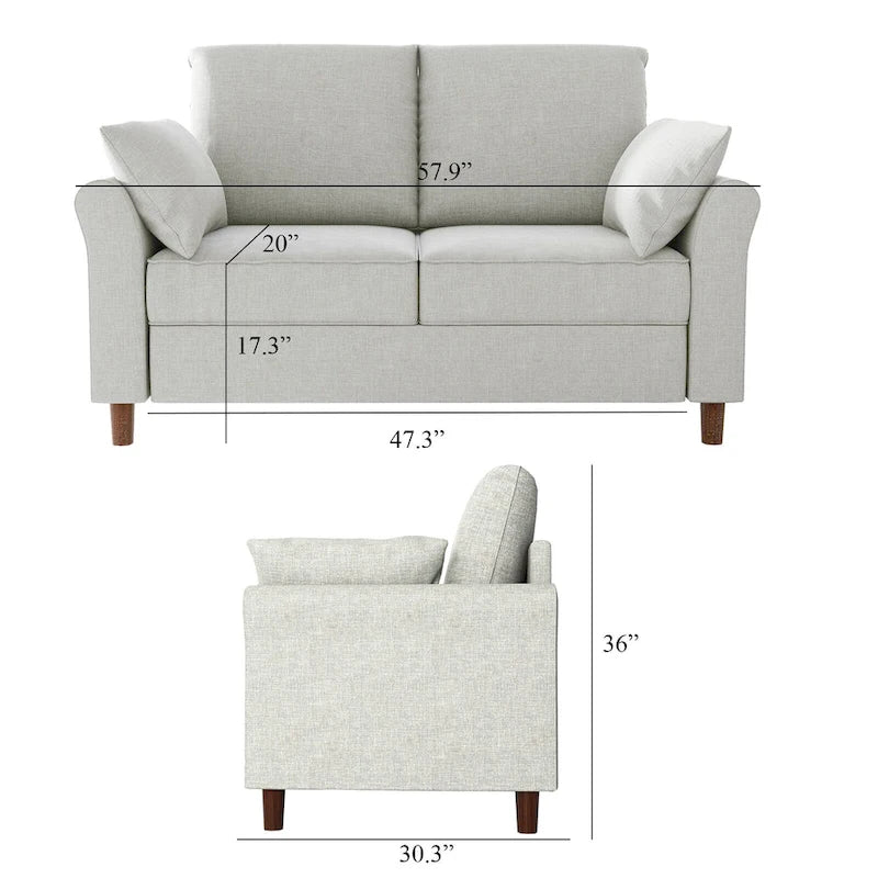 Polyester 3-Seat and 2-Seat Sofa with Cushions