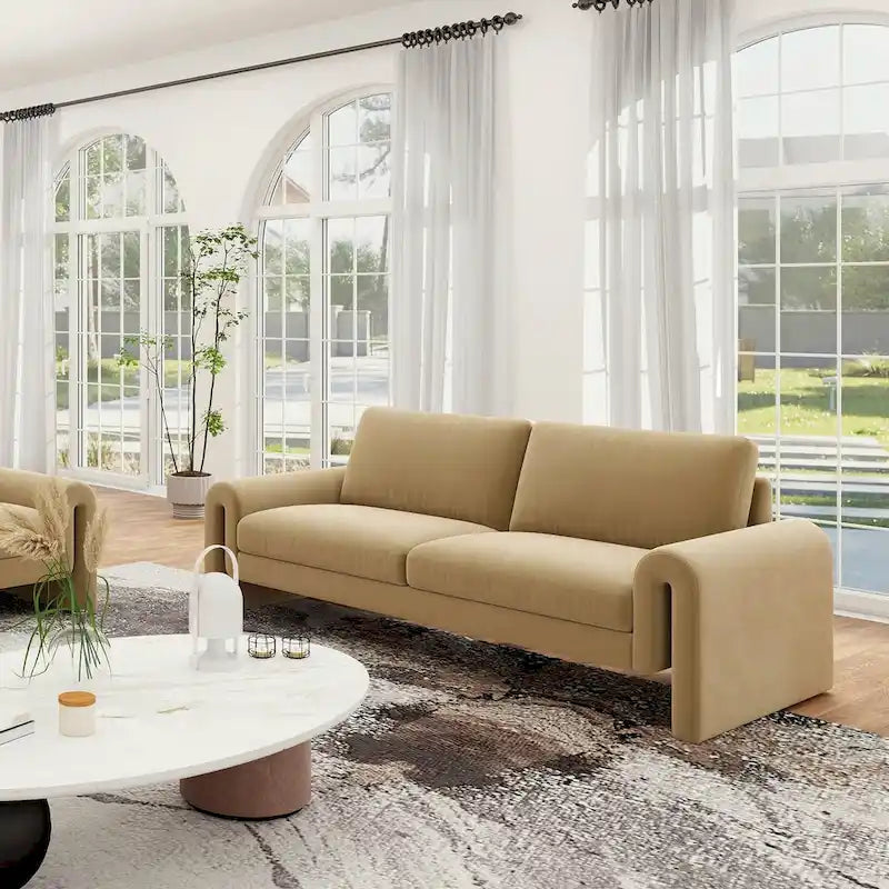 Mason 85 Velvet Pillow Back Curved Arm Sofa