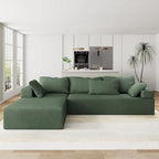 L-Shaped Chenille Sectional Sofa Modern Modular Cushion Back Couch Sofa With 6 Pillows for Living Room