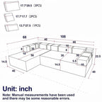 L-Shaped Chenille Sectional Sofa Modern Modular Cushion Back Couch Sofa With 6 Pillows for Living Room