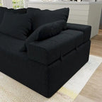 L-Shaped Chenille Sectional Sofa Modern Modular Cushion Back Couch Sofa With 6 Pillows for Living Room