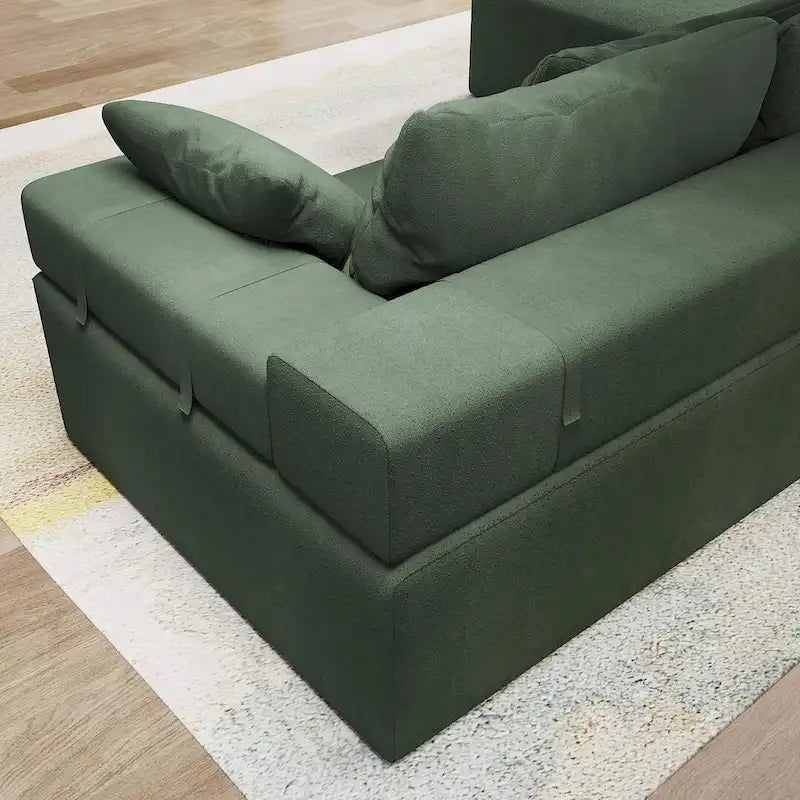 L-Shaped Chenille Sectional Sofa Modern Modular Cushion Back Couch Sofa With 6 Pillows for Living Room