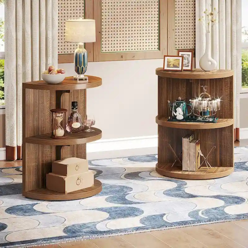 3-Tier Half-Moon End Table, Semi-circular Half-Round Side Table for Living Room