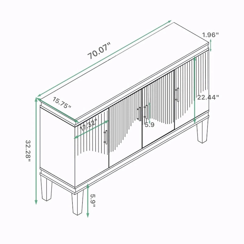 Large 4-Door Cabinet for Living Room, Kitchen, Bedroom, Hallway