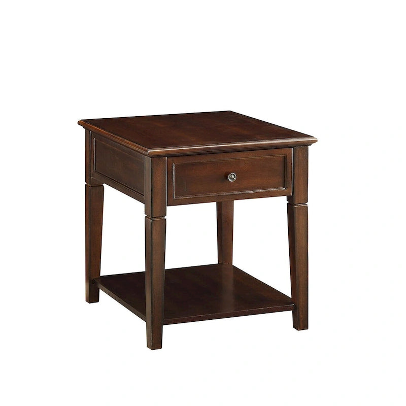HomeRoots 24 Walnut Manufactured Wood Rectangular End Table With Drawer And Shelf - 22