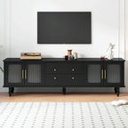 Retro TV Stand with Fluted Glass Doors for TVs Up to 78