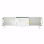 Retro TV Stand with Fluted Glass Doors for TVs Up to 78