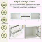 Retro TV Stand with Fluted Glass Doors for TVs Up to 78