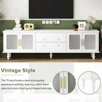 Retro TV Stand with Fluted Glass Doors for TVs Up to 78