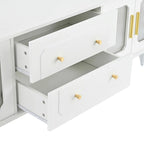 Retro TV Stand with Fluted Glass Doors for TVs Up to 78