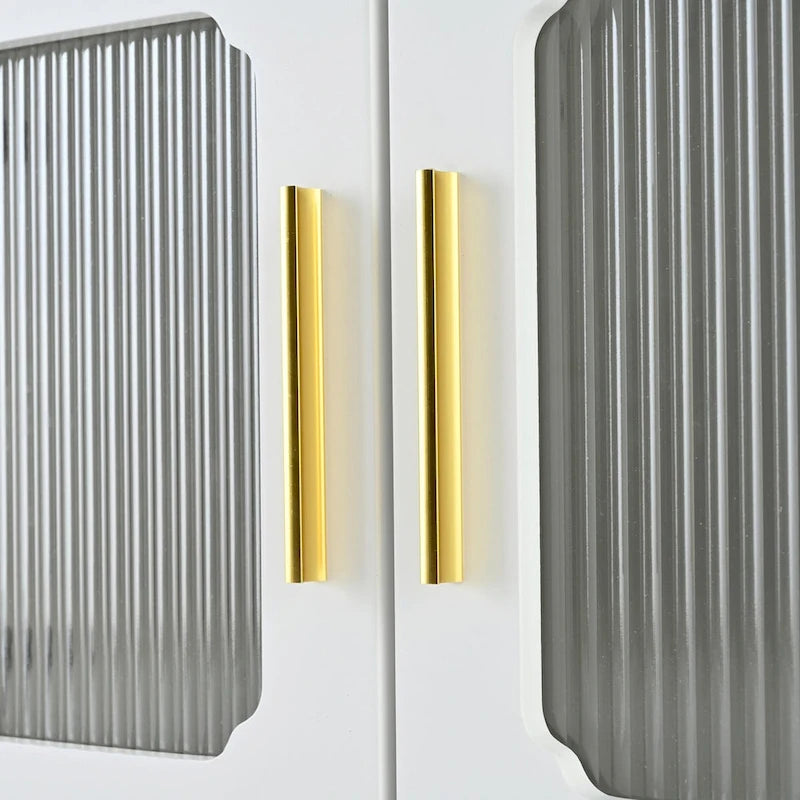 Retro TV Stand with Fluted Glass Doors for TVs Up to 78