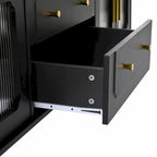 Retro TV Stand with Fluted Glass Doors for TVs Up to 78