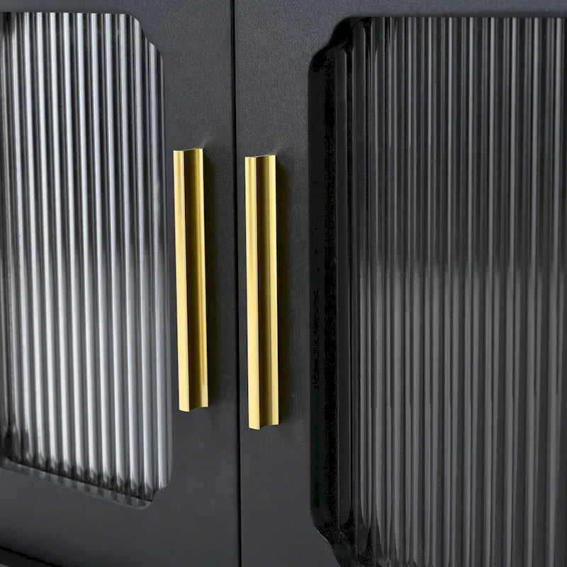 Retro TV Stand with Fluted Glass Doors for TVs Up to 78