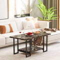 Mieres 39 Wide 2-Tier Faux Marble Top Coffee Table with Steel Frame