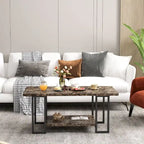 Mieres 39 Wide 2-Tier Faux Marble Top Coffee Table with Steel Frame