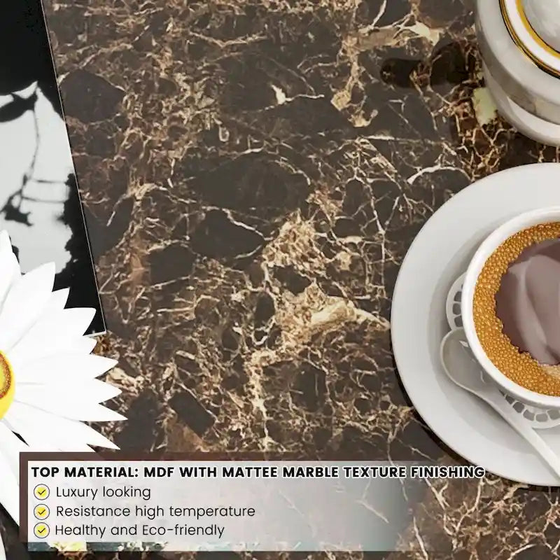 Mieres 39 Wide 2-Tier Faux Marble Top Coffee Table with Steel Frame